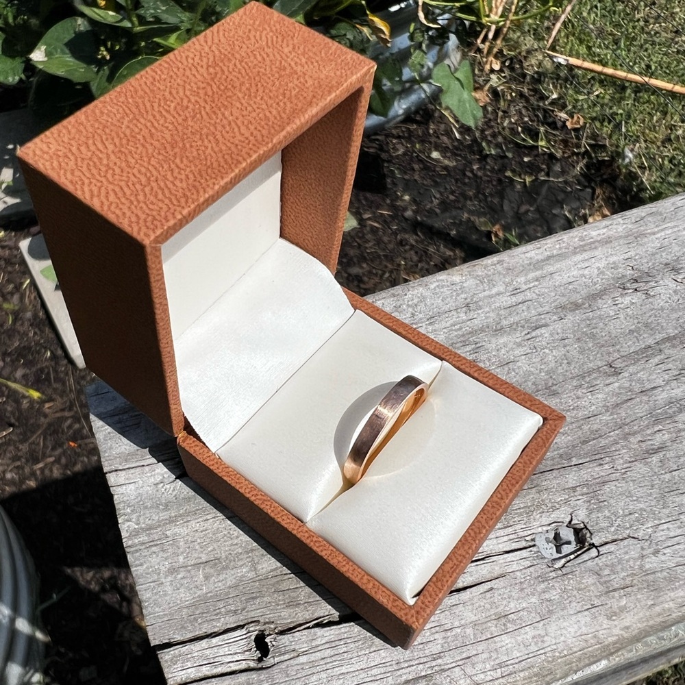 14k rose gold band (3mm), low dome, matte brushed comfort fit wedding band size